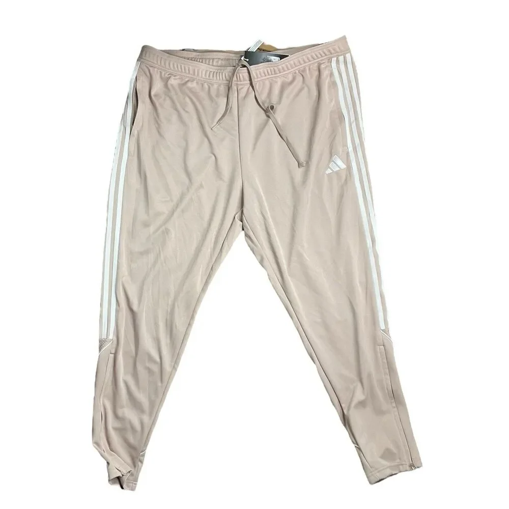 adidas Men's Beige Sweatpants with White Stripes